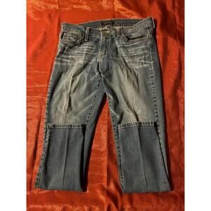 Flying Monkey Jeans Womens 28 Medium Blue Cropped Patch Knee Straight Stretch